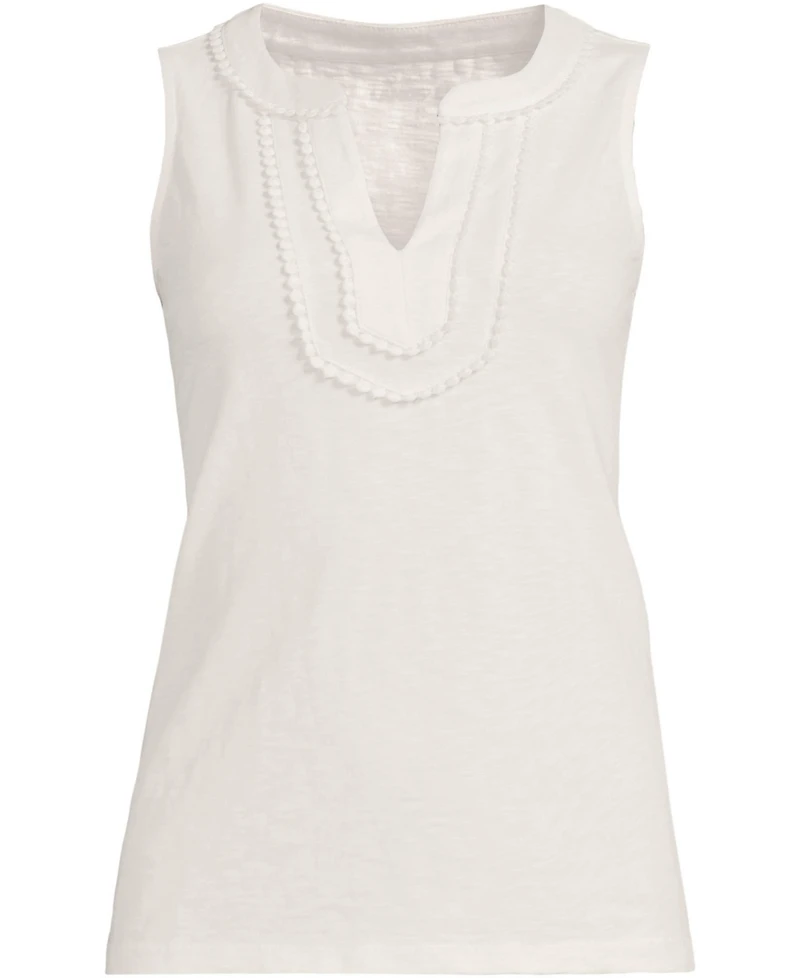 Lands' End Plus Slub Decorative Trim Tank Top