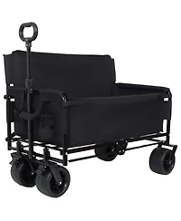 sumyeg Outdoor Storage 3-in-1 Collapsible Foldable Wagon Cart with Bench Seat & Heavy Duty Utility For Camping