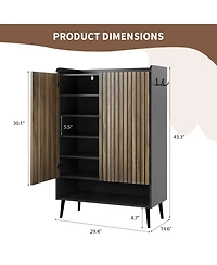 Homfan 2Pcs Modern Entryway Shoe Cabinet – Large Storage Organizer with Adjustable Shelves, Doors – Holds 30 Pairs, Freestanding for Hal