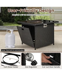 Sugift 32.5 in Propane Fire Pit Table with Tempered Glass Top