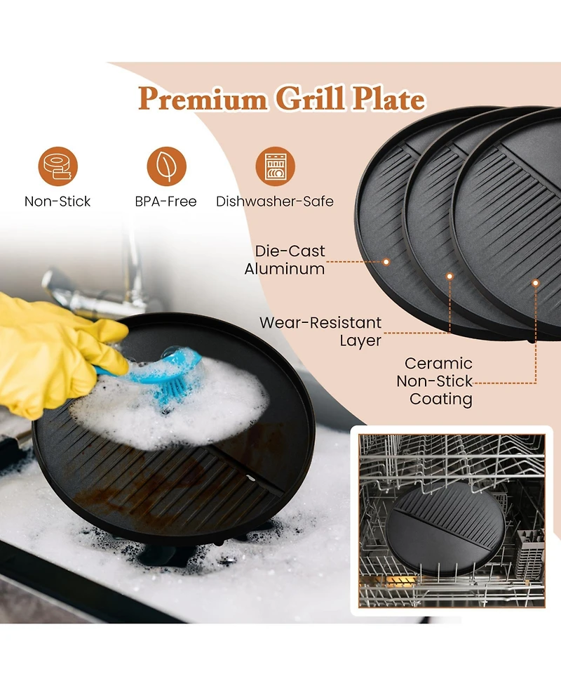 Sugift Electric Bbq Grill 1200W Indoor Outdoor Grill with Dual Zones
