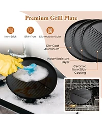 Sugift Electric Bbq Grill 1200W Indoor Outdoor Grill with Dual Zones