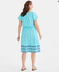 Style & Co Women's Printed Flutter-Sleeve Knit Dress, Macy's Exclusive