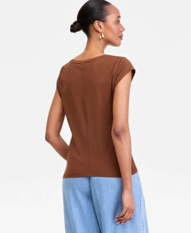 I.n.c. International Concepts Women's Cap-Sleeve V-Neck T-Shirt, Macy's Exclusive