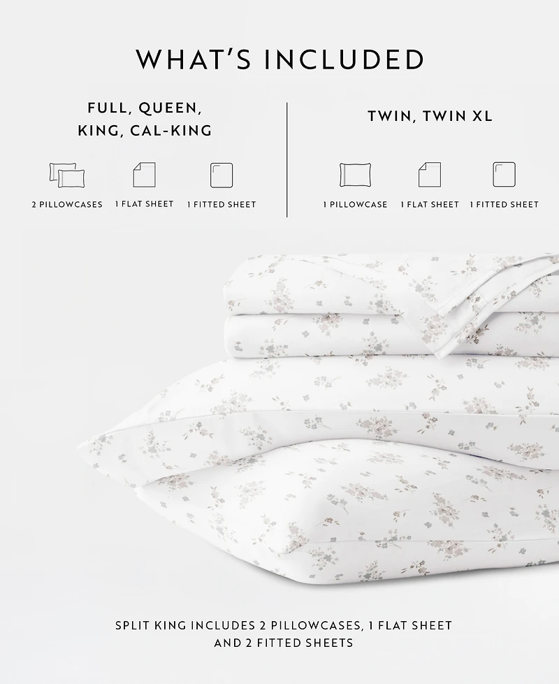 ienjoy Home Long Staple 300-Thread Count Cotton Pattern 4-Pc. Sheet Set, California King