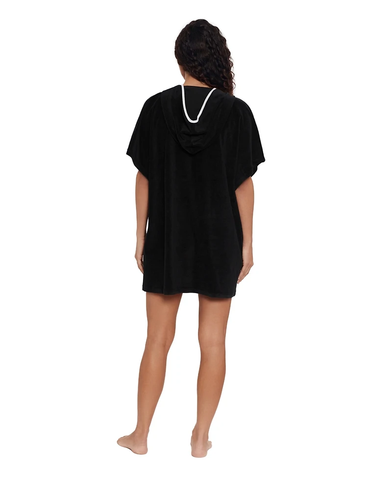 ShapeSolver Women's V-Neck Hooded Swim Cover Up Dress