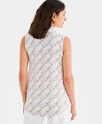 Style & Co Women's Printed Johnny-Collar Sleeveless Top, Macy's Exclusive