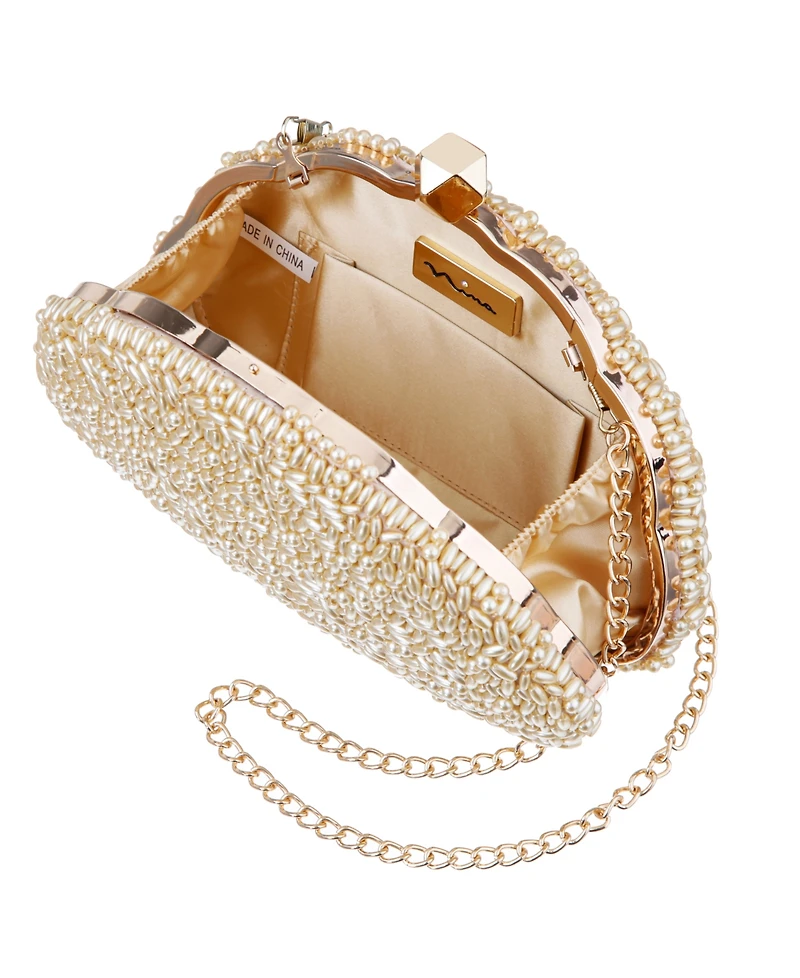 Nina Hera Beaded Shell Shaped Small Clutch Handbag