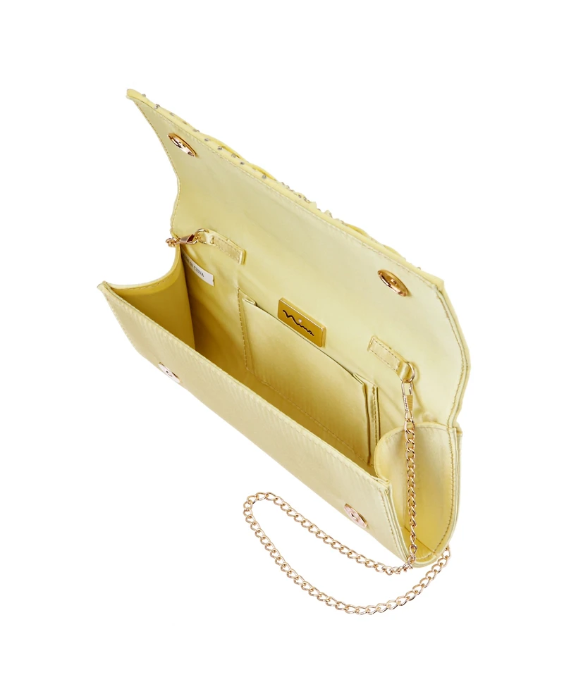 Nina Unique Chiffon Twist Crystal Small Clutch Handbag