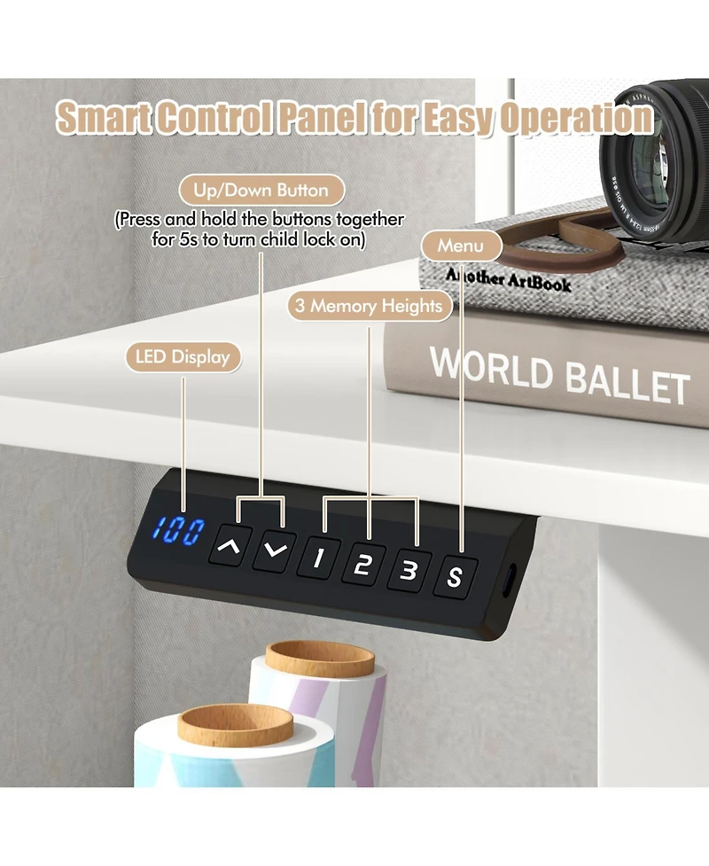 Sugift Height Adjustable Electric Standing Desk with Two Drawers