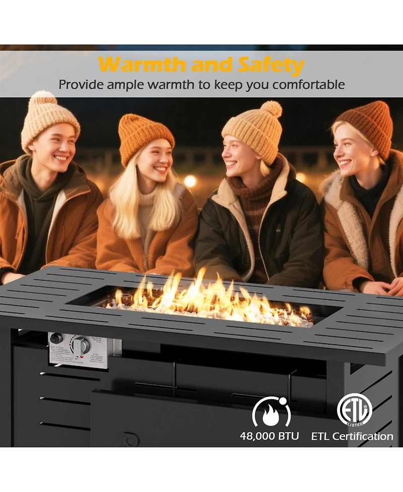 Sugift 40 in Outdoor Propane Fire Pit Table with Lava Rocks