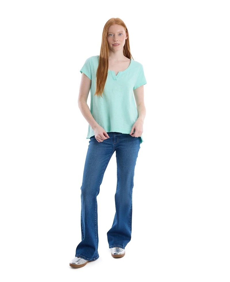 Wilt Women's Clothing Women''s Short Sleeve Placket Hi-Lo Tee