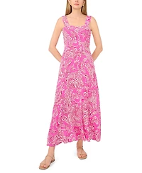 Vince Camuto Women's Paisley-Print Square-Neck Smocked-Back Sleeveless Maxi Dress