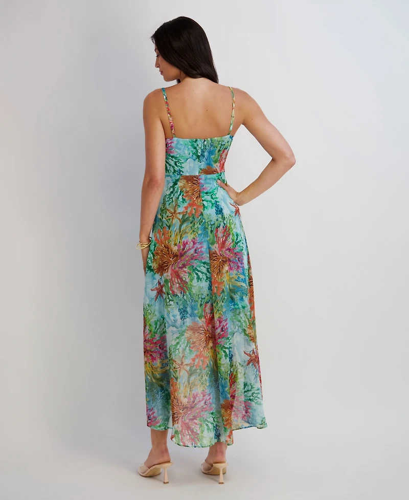 Siena Women's Printed V-Neck High-Low Dress
