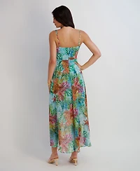 Siena Women's Printed V-Neck High-Low Dress