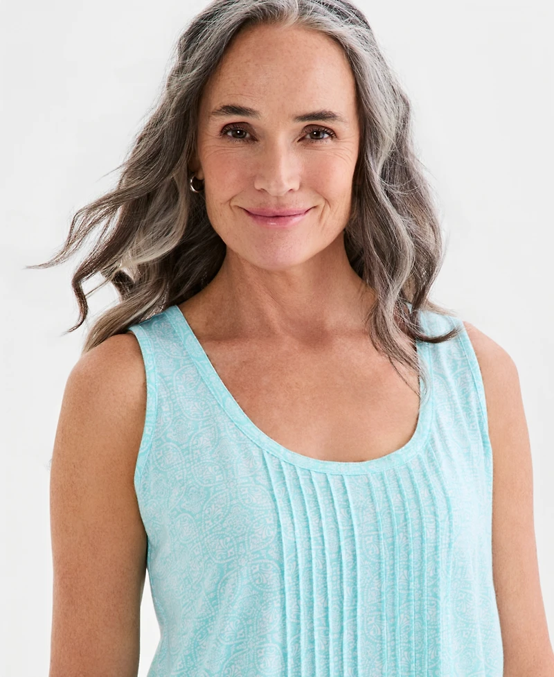 Style & Co Women's Printed Pintuck Tank Top, Macy's Exclusive