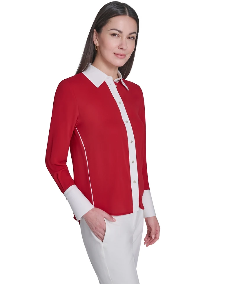 Tommy Hilfiger Women's Slim-Fit Button-Up Top
