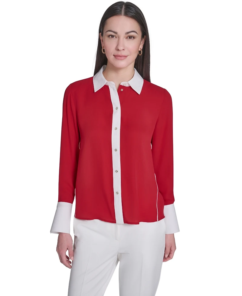 Tommy Hilfiger Women's Slim-Fit Button-Up Top