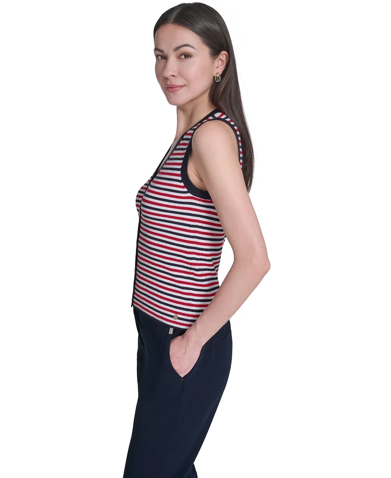 Tommy Hilfiger Women's V-Neck Striped Sweater
