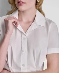 Dkny Women's Short-Sleeve Button-Front Blouse