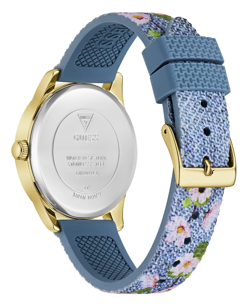 Guess Women's Floral Print Silicone Strap Analog Watch, 36mm