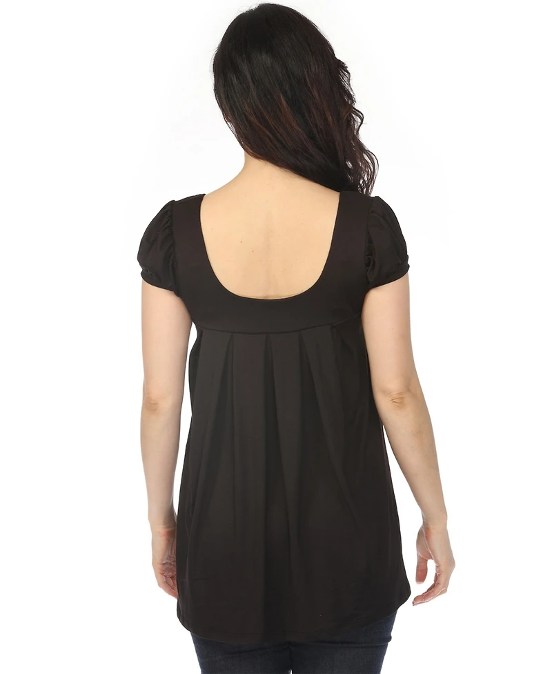 White Mark Women's Maternity Short-Sleeve Empire-Waist Tunic Top