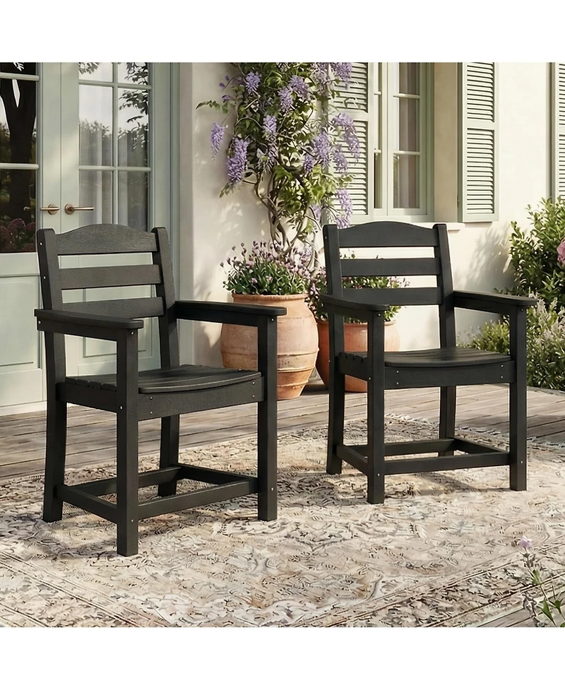 Set of 2 Outdoor Dining Chair with Armrests, For All Weather Conditions