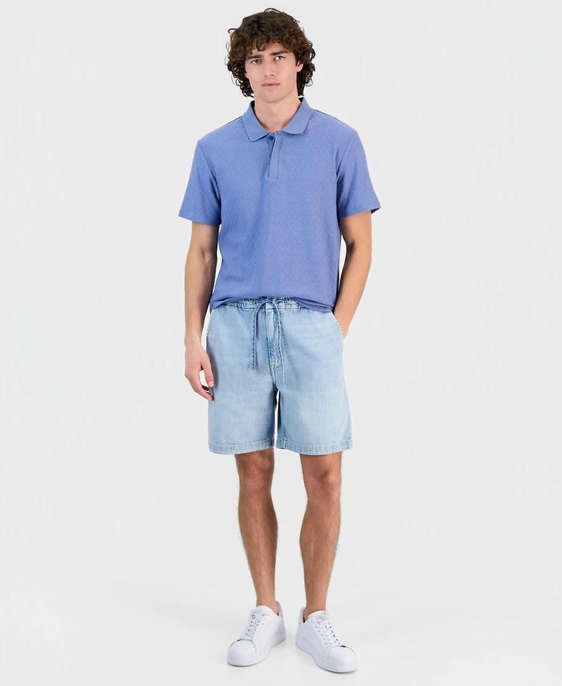 Guess Men's Diagonal Texture Interlock Zip Polo