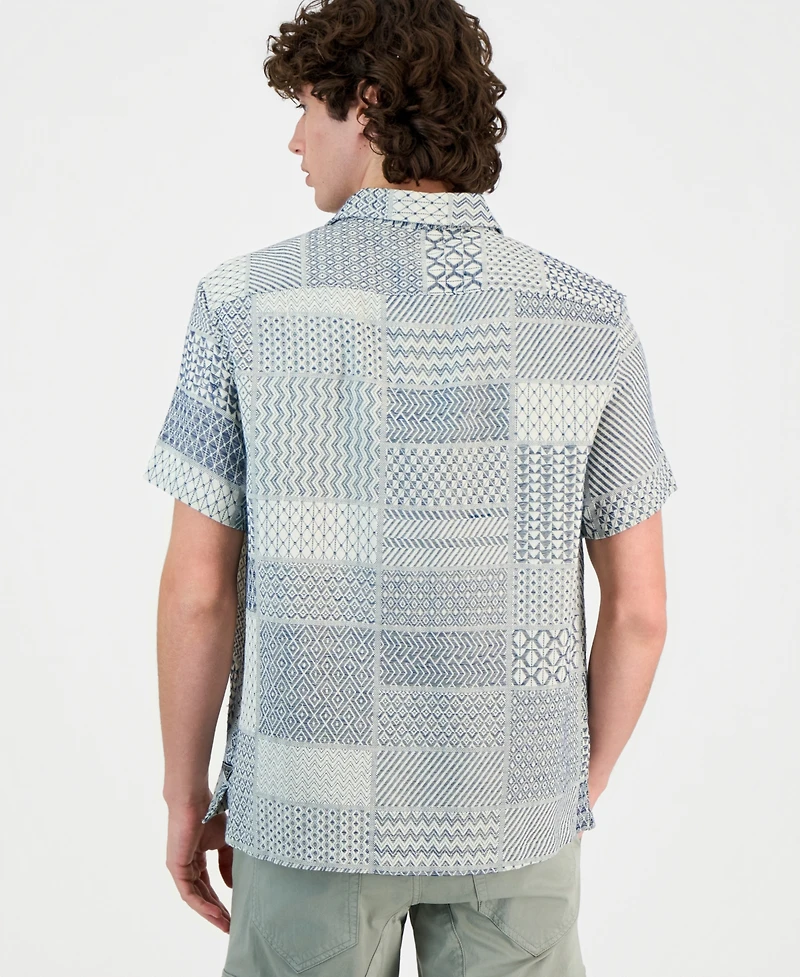 Guess Men's Malik Cotton Patchwork Jacquard Shirt