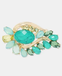 Anne Klein Boxed Gold-Tone Green Stone Cluster Pin