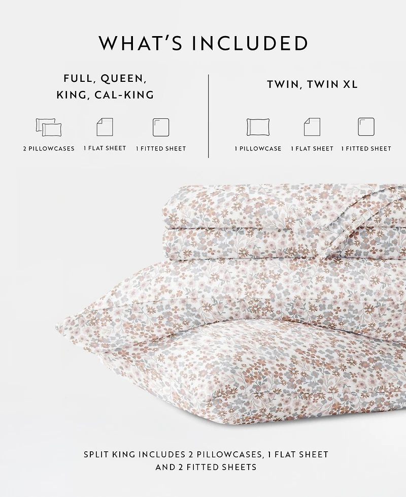 ienjoy Home Long Staple 300-Thread Count Cotton Pattern -Pc. Sheet Set