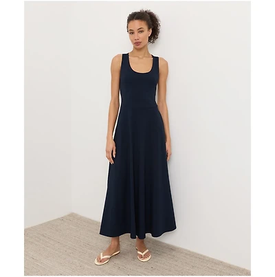 Pact Women's Fit & Flare Open Back Maxi Dress Made With Organic Cotton