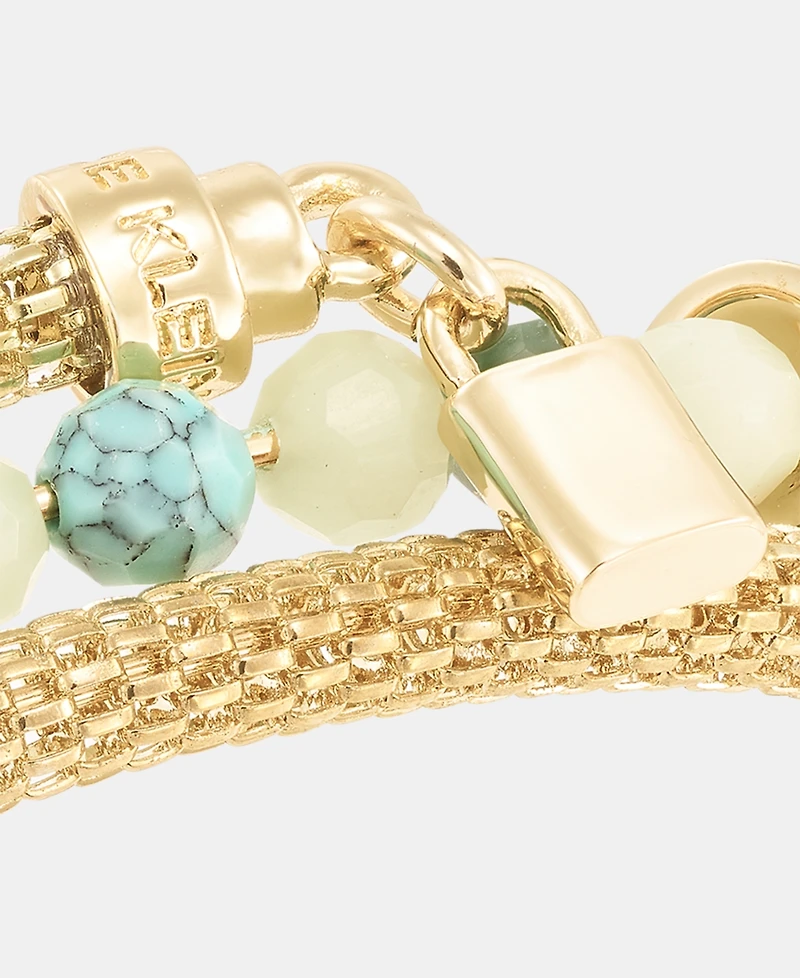 Anne Klein Boxed Gold-Tone Mesh Tube Heart Locket Coil Bracelet