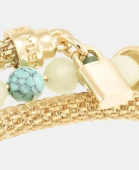 Anne Klein Boxed Gold-Tone Mesh Tube Heart Locket Coil Bracelet