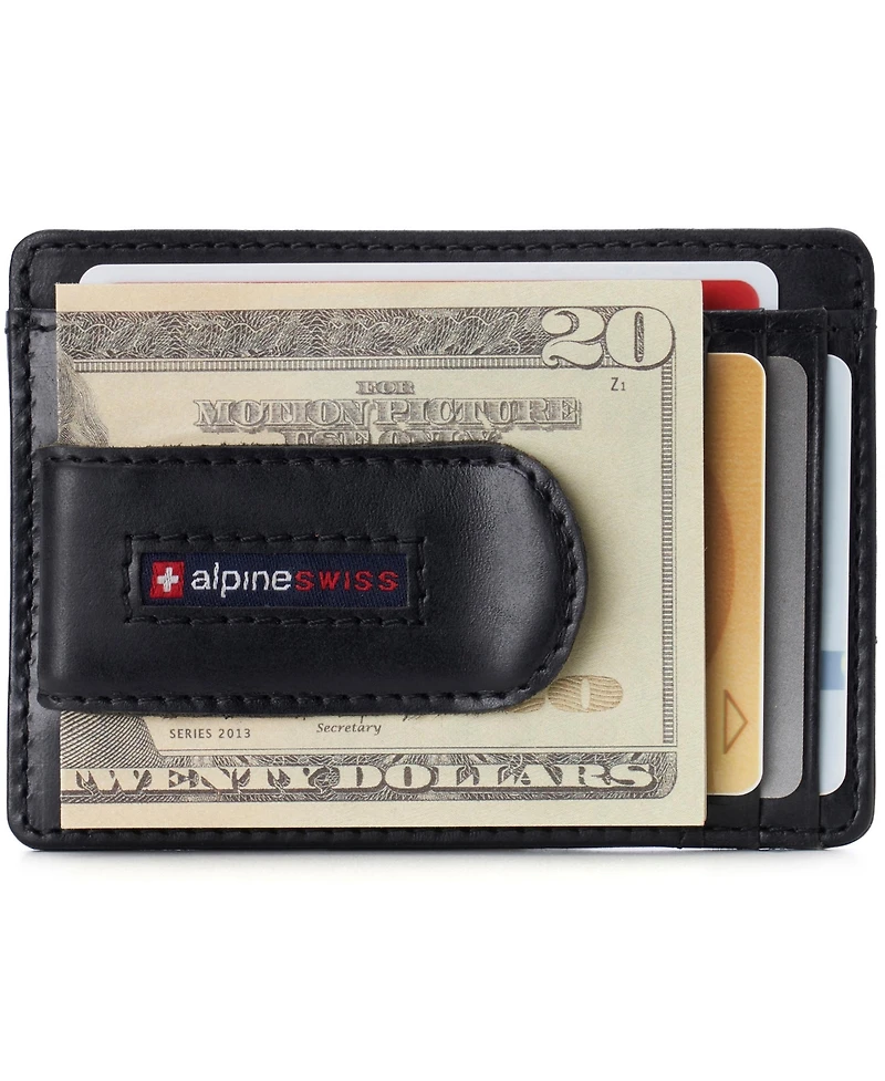 Alpine Swiss Mens Rfid Safe Money Clip Wallet Minimalist Id Window Card Case Fpw