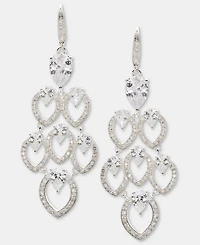 Anne Klein Silver-Tone Navette Pearl Stone Chandelier Earrings