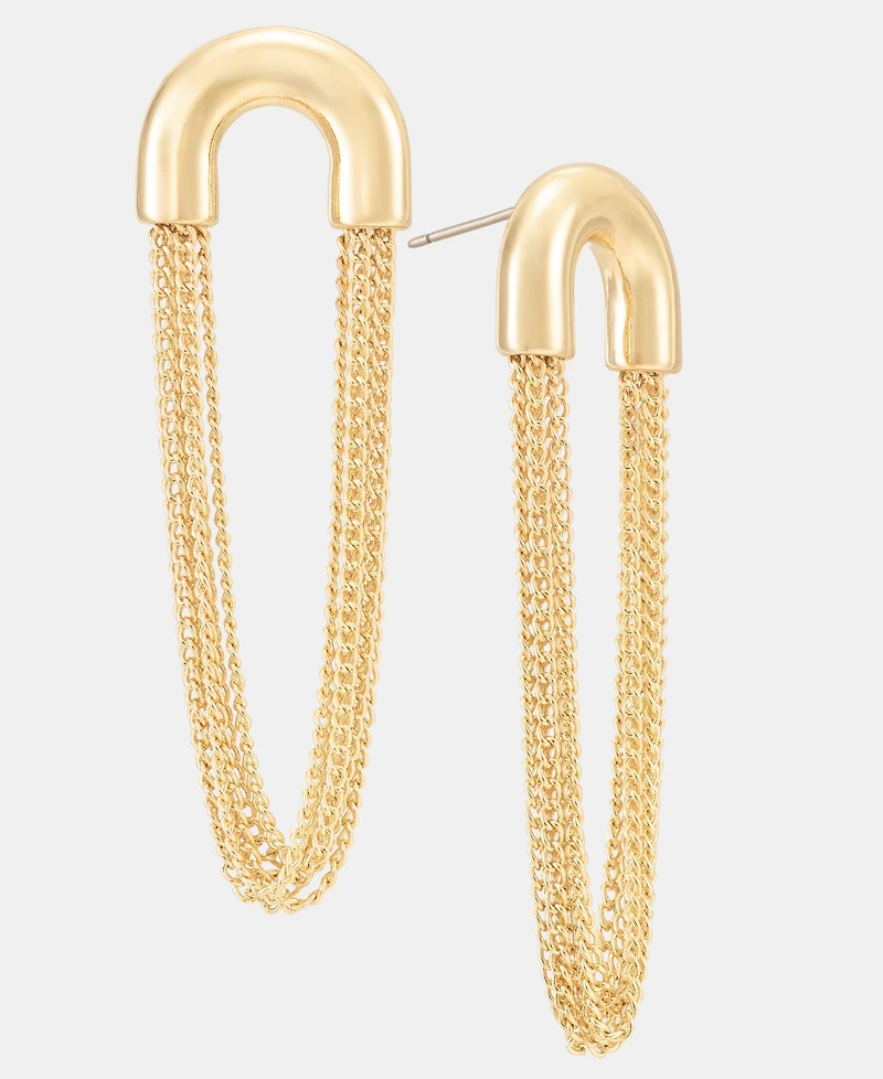 Anne Klein Gold-Tone Metal Statement Chain Drop Earrings