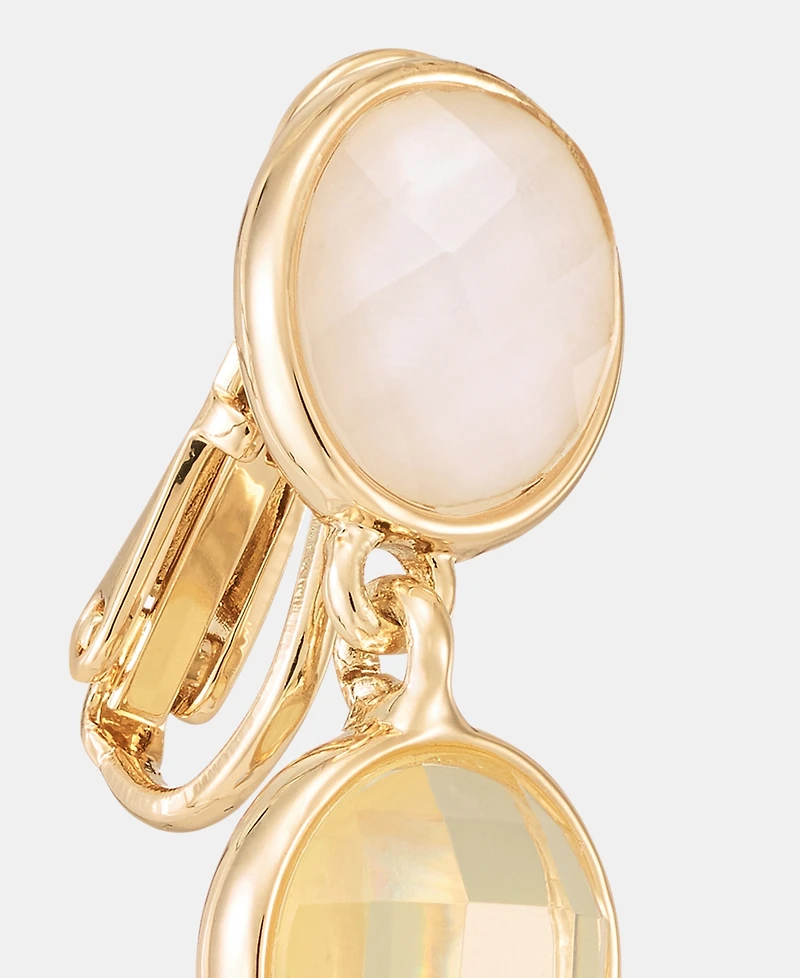 Anne Klein Gold-Tone Stone Linear Ez Comfort Clip Earrings