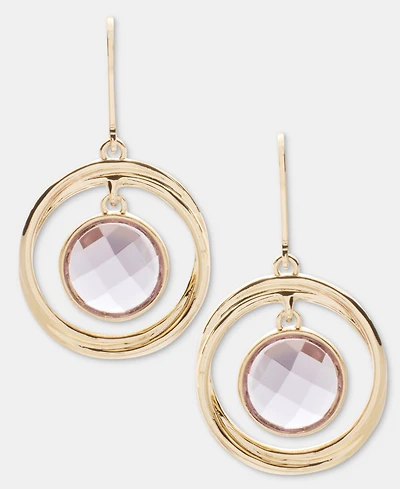 Anne Klein Gold-Tone Purple Stone Orbital Earrings