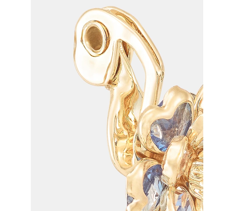 Anne Klein Gold-Tone Blue Stone Flower Button Ez Comfort Clip Earrings