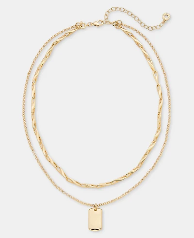 Anne Klein Gold-Tone 2-in-1 Dogtag Pendant Necklace
