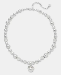 Anne Klein Silver-Tone Removable Glass Pearl Pendant Necklace