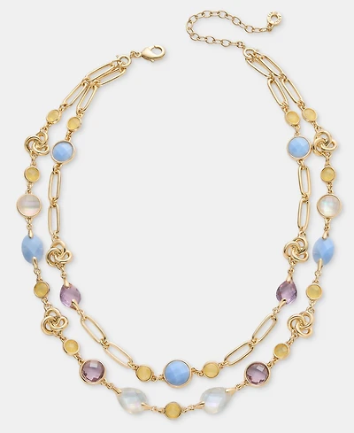 Anne Klein Gold-Tone Stone Knot Multi-Row Necklace