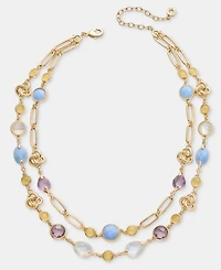 Anne Klein Gold-Tone Stone Knot Multi-Row Necklace