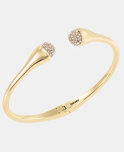 Dkny Gold-Tone Crystal Pave Beaded Cuff Bracelet