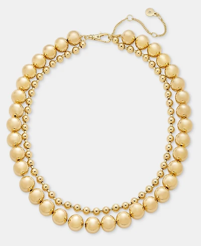 Dkny Gold-Tone Two-Row Ball Chain Collar Necklace