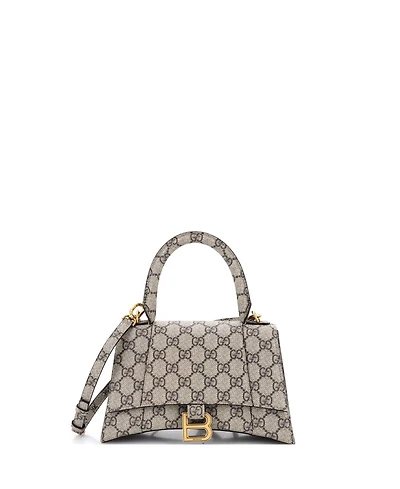 Pre-Owned Gucci Small x Balenciaga The Hacker Project Hourglass Top Handle Bag Gg Coated Canvas