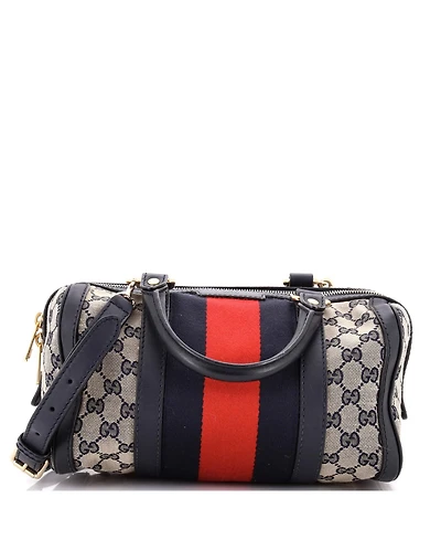 Pre-Owned Gucci Small Vintage Web Boston Bag Gg Canvas