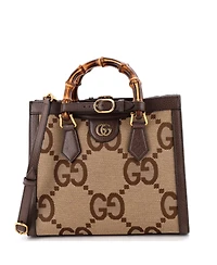 Pre-Owned Gucci Small Diana Nm Bamboo Handle Tote Jumbo Gg Canvas
