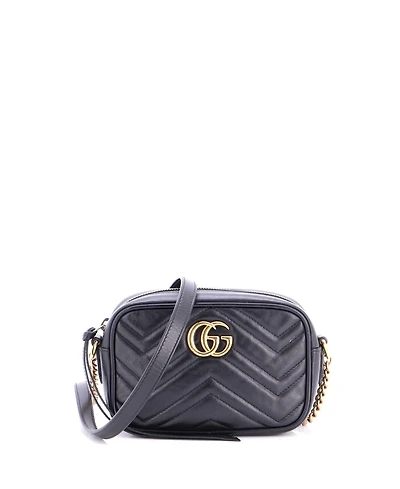Pre-Owned Gucci Mini Gg Marmont Shoulder Bag Matelasse Leather